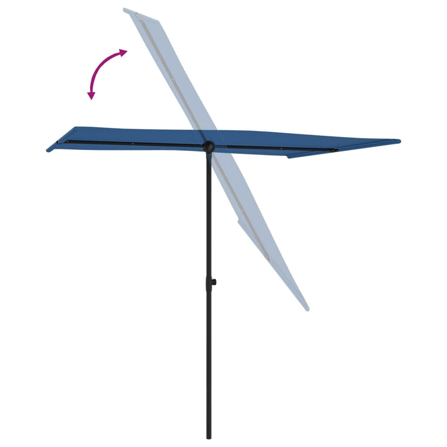 Parasol Met Aluminium Paal 2X1,5 M Azuurblauw 200 x 150 cm azure blue
