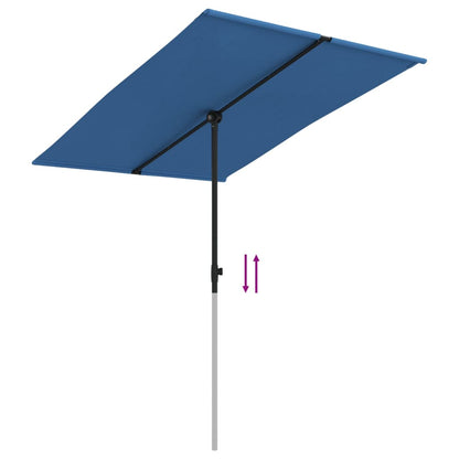 Parasol Met Aluminium Paal 2X1,5 M Azuurblauw 200 x 150 cm azure blue
