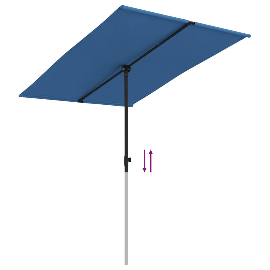 Parasol Met Aluminium Paal 2X1,5 M Azuurblauw 200 x 150 cm azure blue