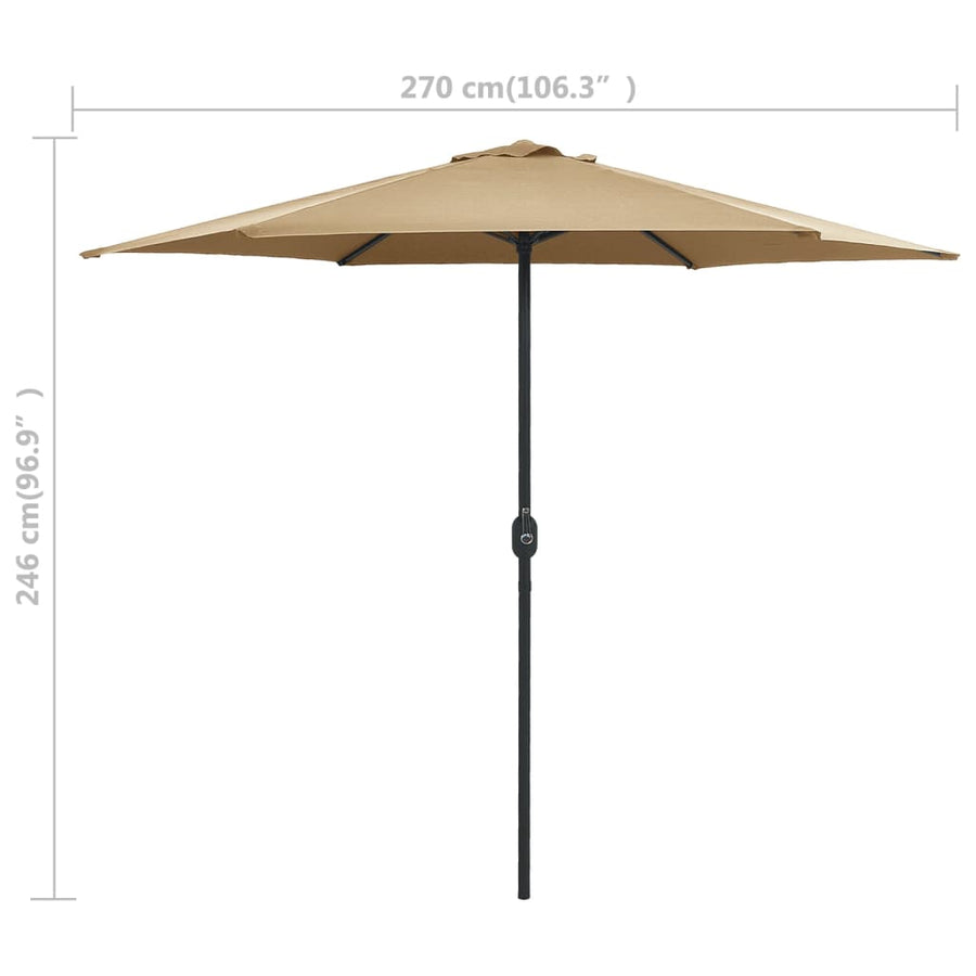 Parasol Met Aluminium Paal 270X246 Cm Taupe