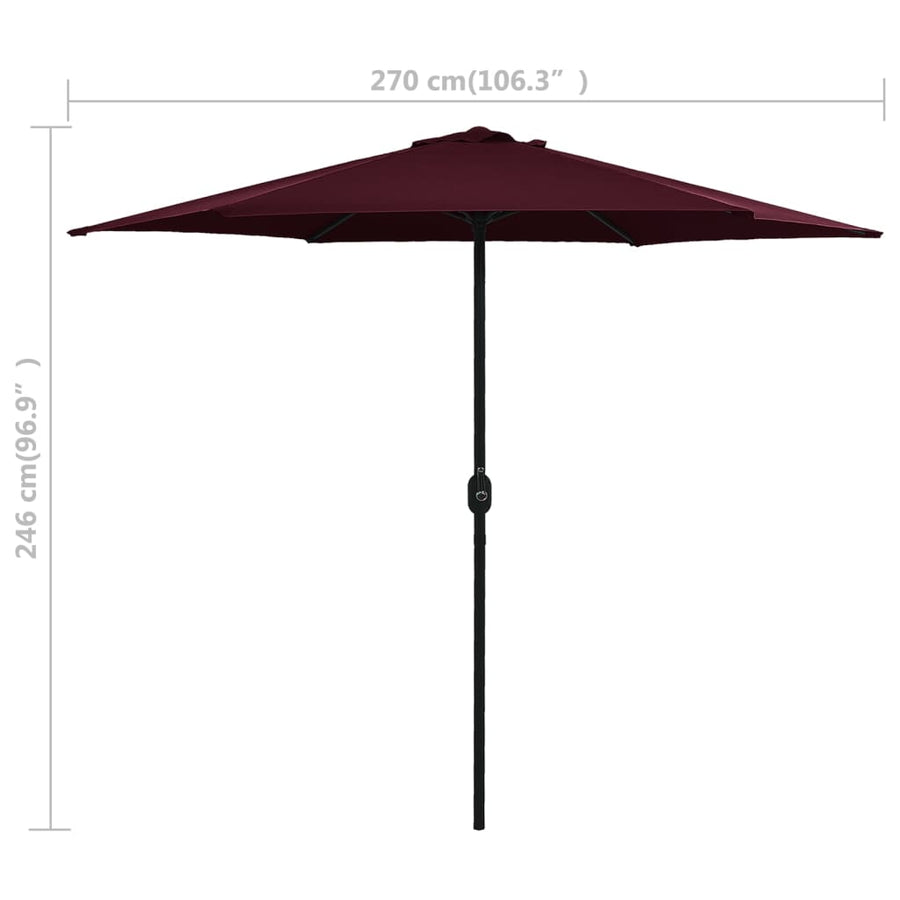 Parasol Met Aluminium Paal 270X246 Cm Bordeauxrood