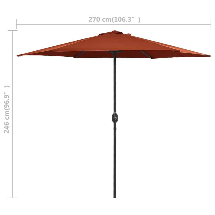 Parasol Met Aluminium Paal 270X246 Cm Kleurig Terracotta