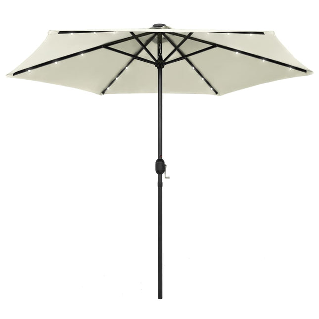 Parasol Met Led-Verlichting En Aluminium Paal 270 Cm Zand Wit