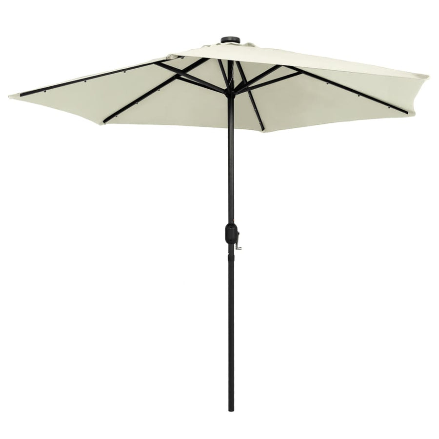 Parasol Met Led-Verlichting En Aluminium Paal 270 Cm Zand Wit