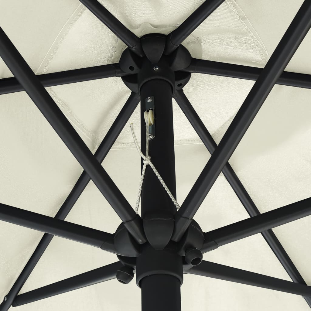 Parasol Met Led-Verlichting En Aluminium Paal 270 Cm Zand Wit