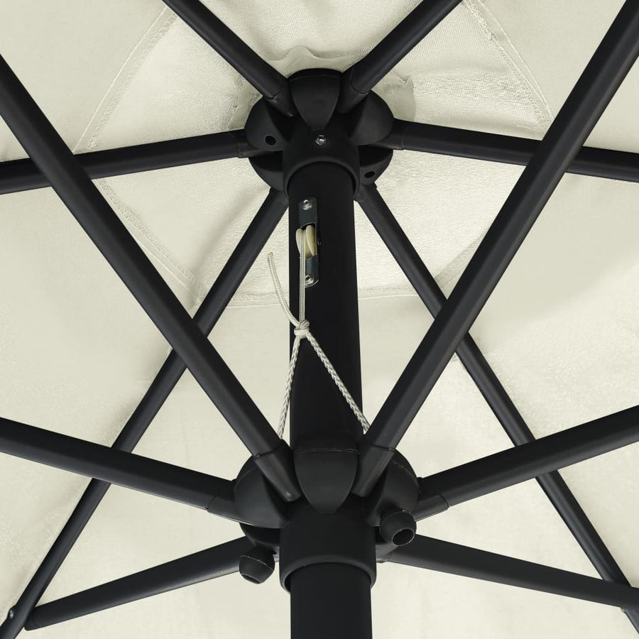 Parasol Met Led-Verlichting En Aluminium Paal 270 Cm Zand Wit