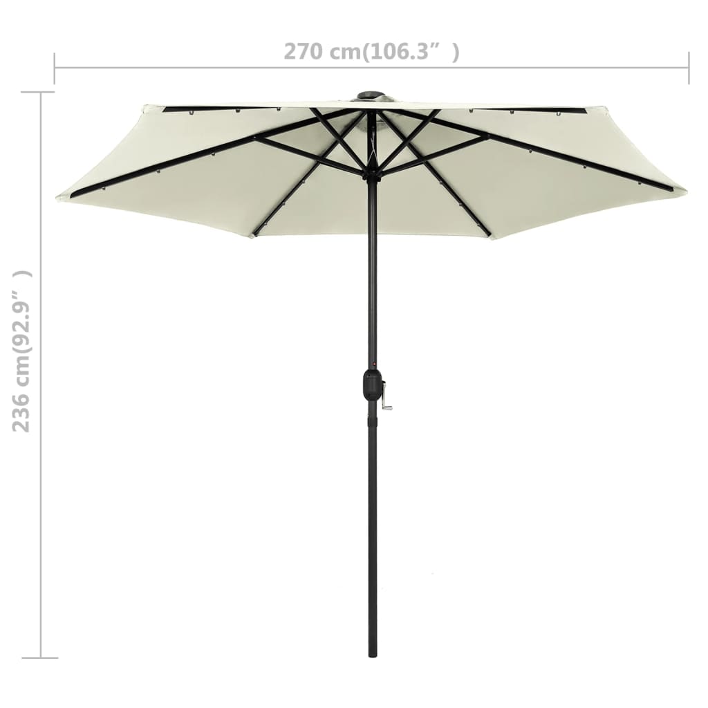 Parasol Met Led-Verlichting En Aluminium Paal 270 Cm Zand Wit