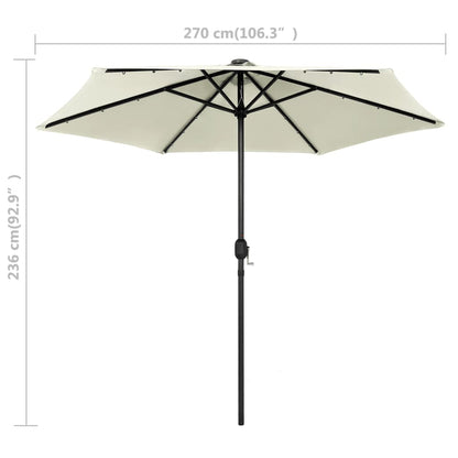 Parasol Met Led-Verlichting En Aluminium Paal 270 Cm Zand Wit