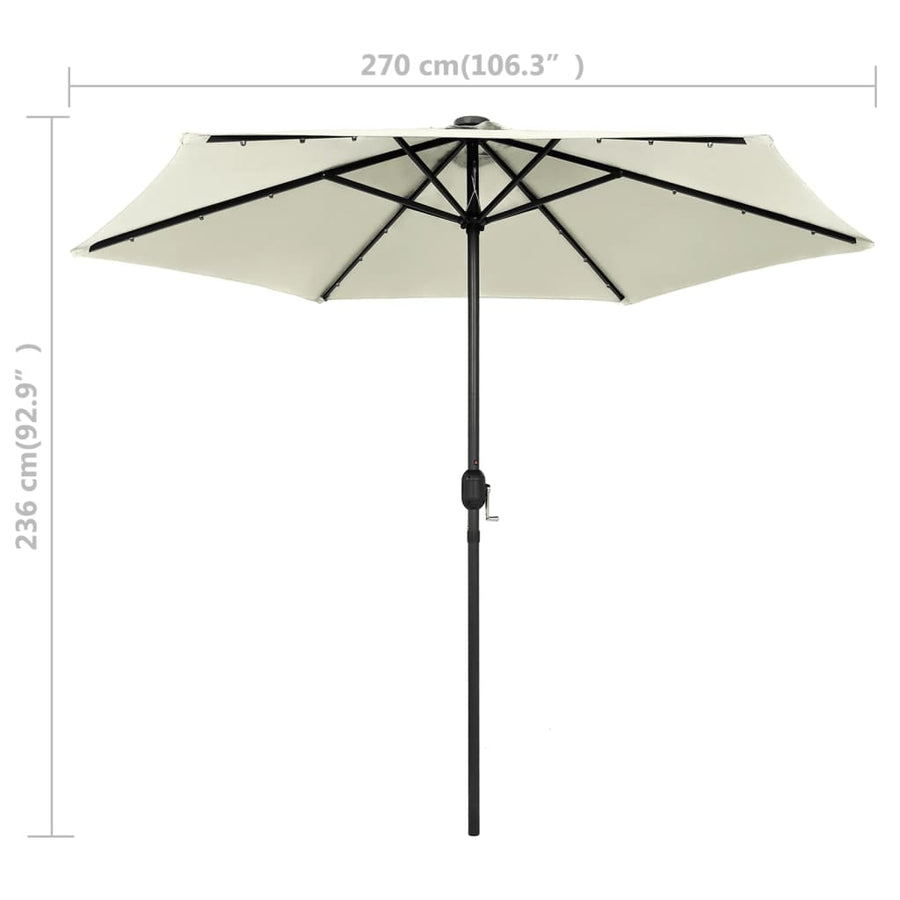 Parasol Met Led-Verlichting En Aluminium Paal 270 Cm Zand Wit