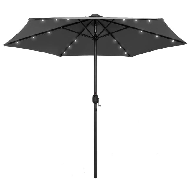 Parasol Met Led-Verlichting En Aluminium Paal 270 Cm Antraciet