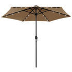 Parasol With LED Lighting And Aluminum Pole 270 cm Taupe