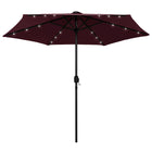 Parasol Met Led-Verlichting Aluminium Paal 270 Cm Bordeaux Rood