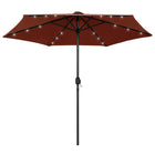 Parasol Met Led-Verlichting En Aluminium Paal 270 Cm Terracotta