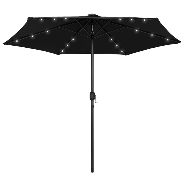 Parasol Met Led-Verlichting En Aluminium Paal 270 Cm Zwart