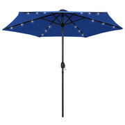 Parasol 270 cm azuurblauw met LED-verlichting