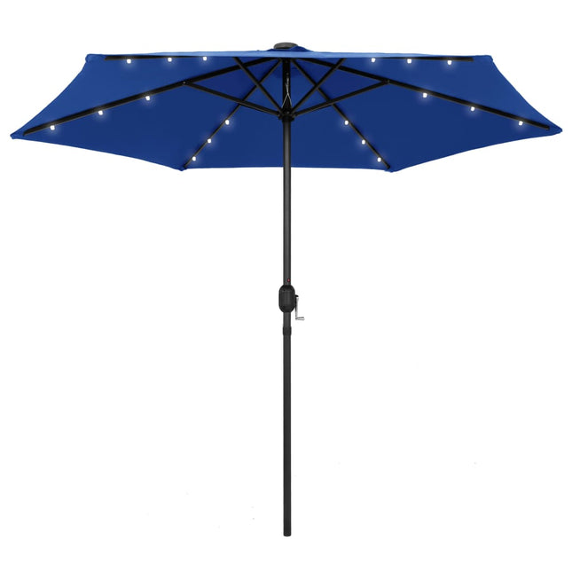 Parasol Met Led-Verlichting En Aluminium Paal 270 Cm Azuur Blauw