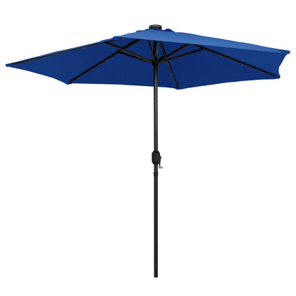 Parasol Met Led-Verlichting En Aluminium Paal 270 Cm Azuur Blauw