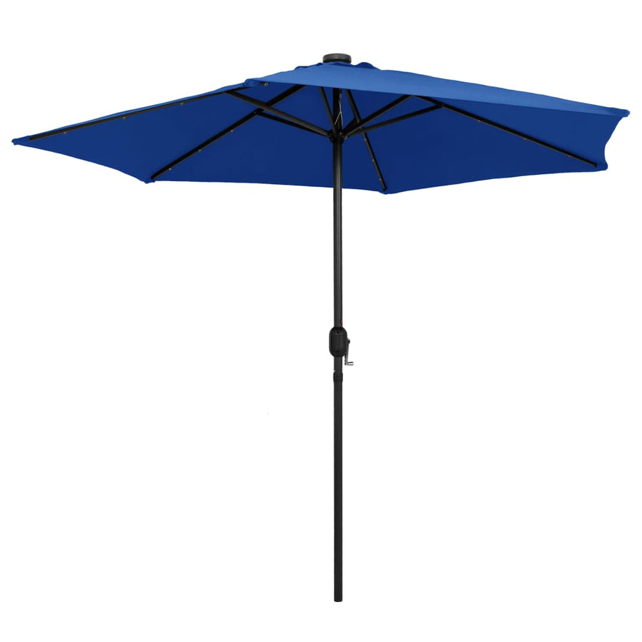 Parasol Met Led-Verlichting En Aluminium Paal 270 Cm Azuur Blauw
