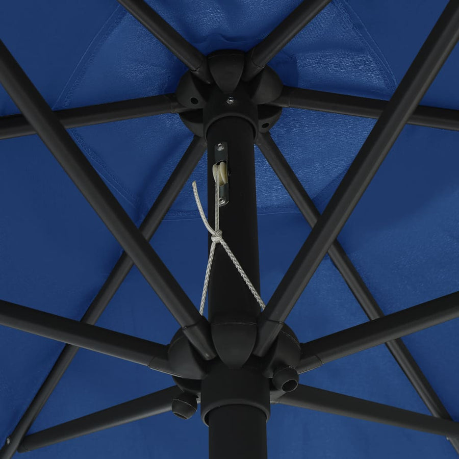 Parasol Met Led-Verlichting En Aluminium Paal 270 Cm Azuur Blauw