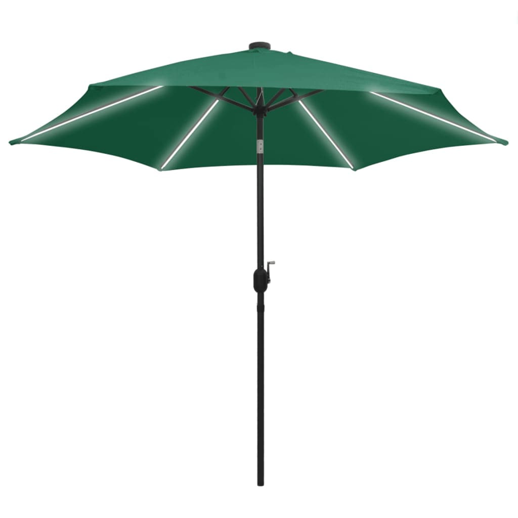 Parasol Met Led-Verlichting En Aluminium Paal 300 Cm Groen