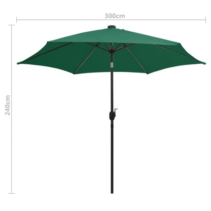 Parasol Met Led-Verlichting En Aluminium Paal 300 Cm Groen