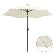 Parasol 300 cm zandwit met led-verlichting