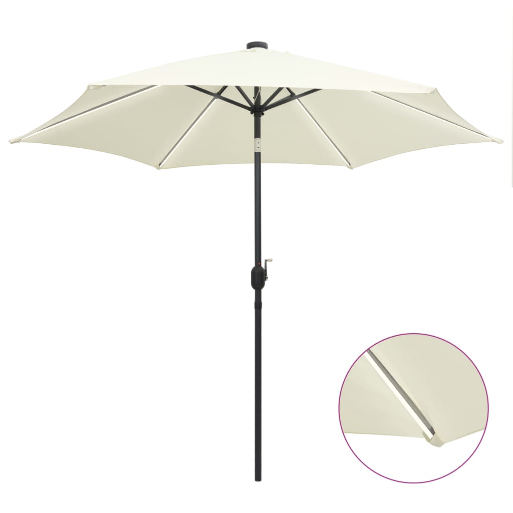 Parasol Met Led-Verlichting En Aluminium Paal 300 Cm Zandwit