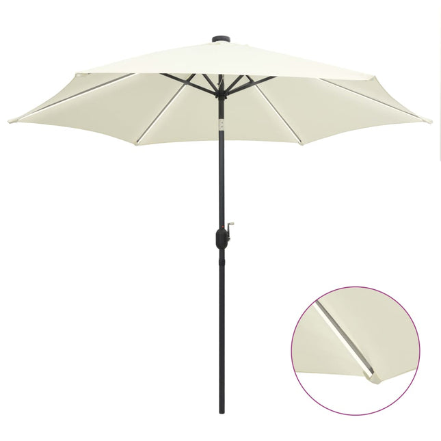 Parasol Met Led-Verlichting En Aluminium Paal 300 Cm Zandwit