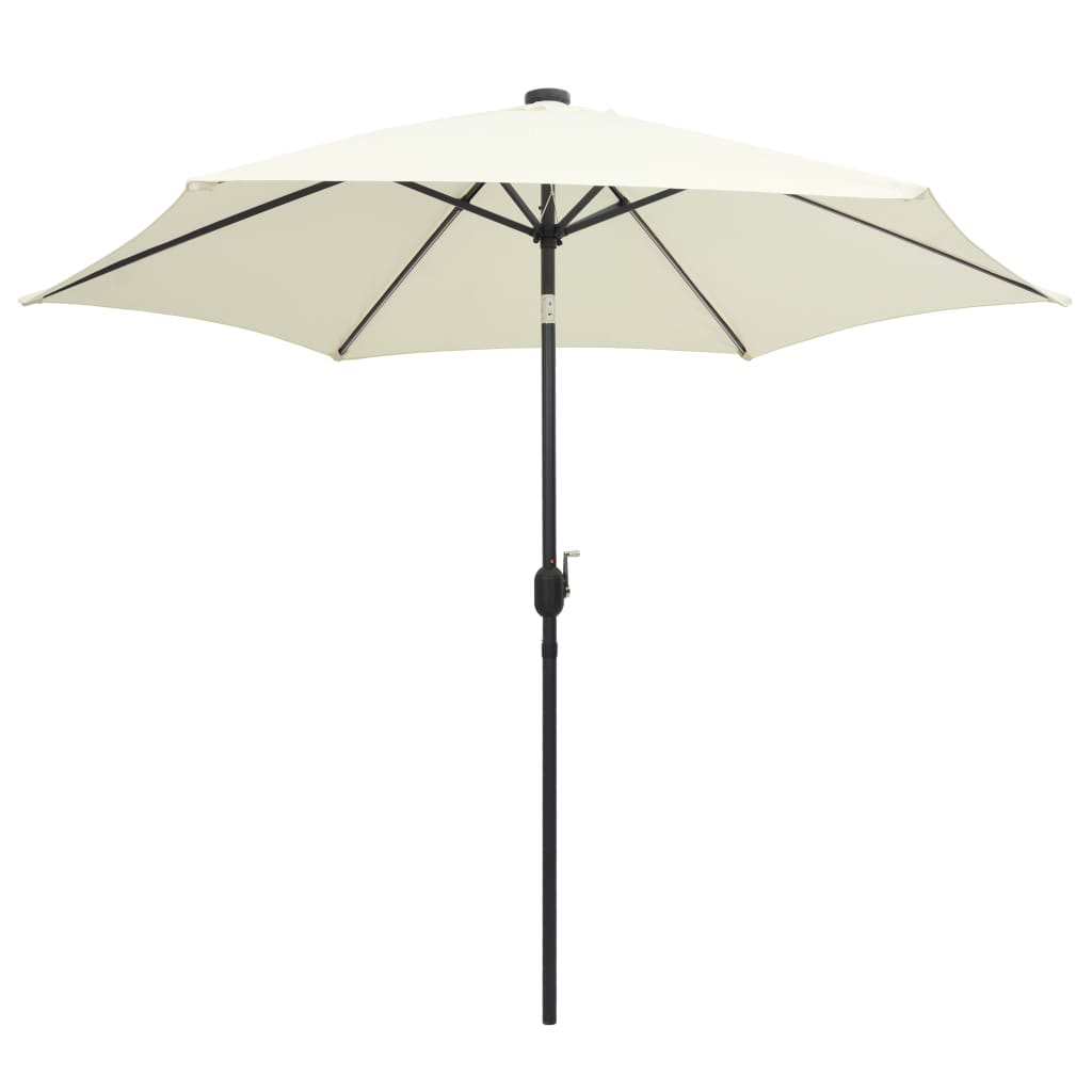 Parasol Met Led-Verlichting En Aluminium Paal 300 Cm Zandwit
