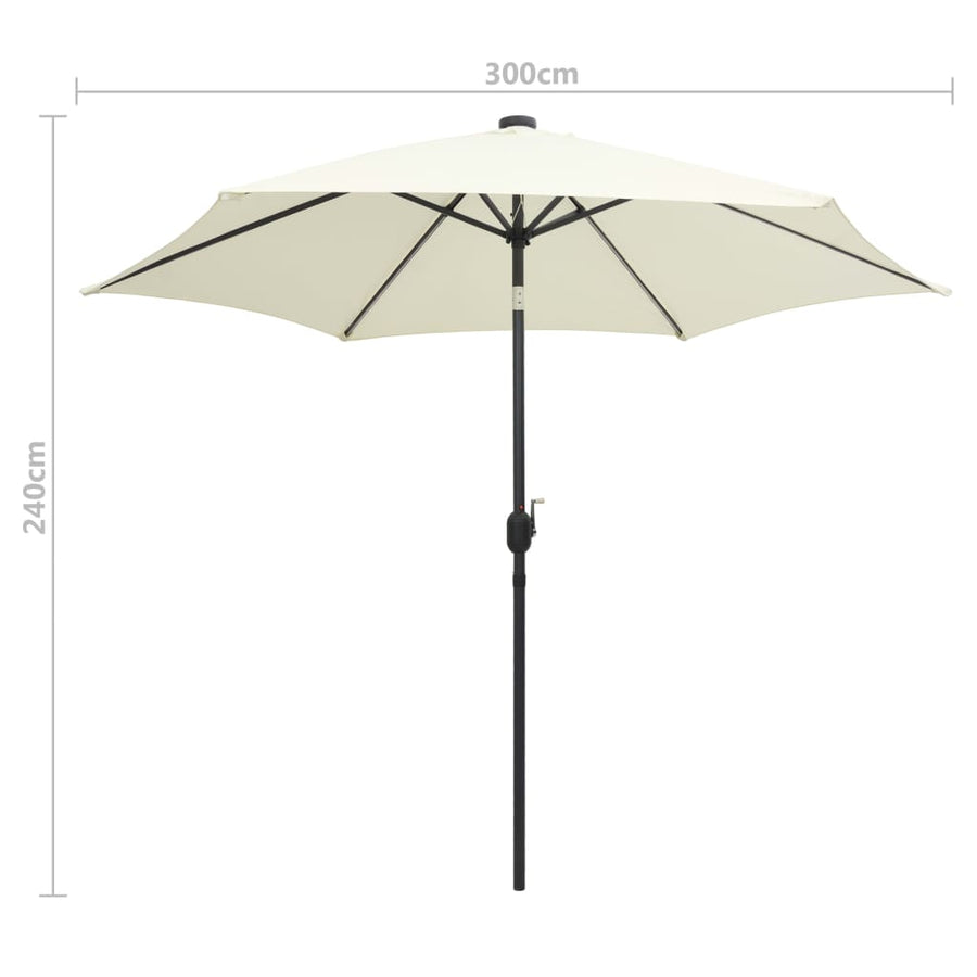Parasol Met Led-Verlichting En Aluminium Paal 300 Cm Zandwit