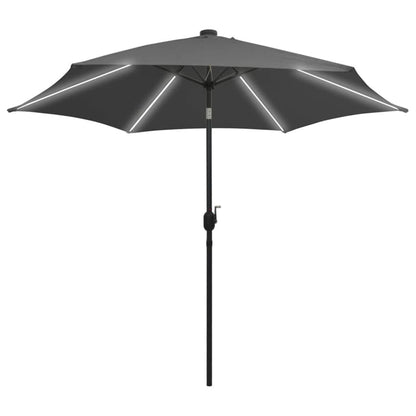 Parasol Met Led-Verlichting En Aluminium Paal 300 Cm Antraciet