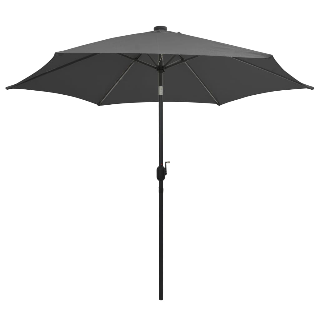 Parasol Met Led-Verlichting En Aluminium Paal 300 Cm Antraciet