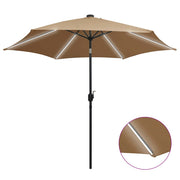 Parasol 300 cm taupe met LED-verlichting