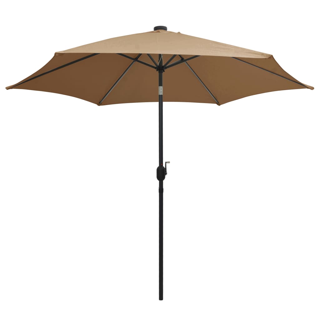 Parasol Met Led-Verlichting En Aluminium Paal 300 Cm Taupe