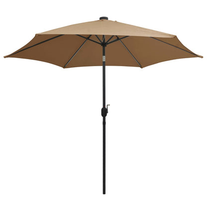 Parasol Met Led-Verlichting En Aluminium Paal 300 Cm Taupe