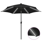 Parasol Met Led-Verlichting En Aluminium Paal 300 Cm Zwart