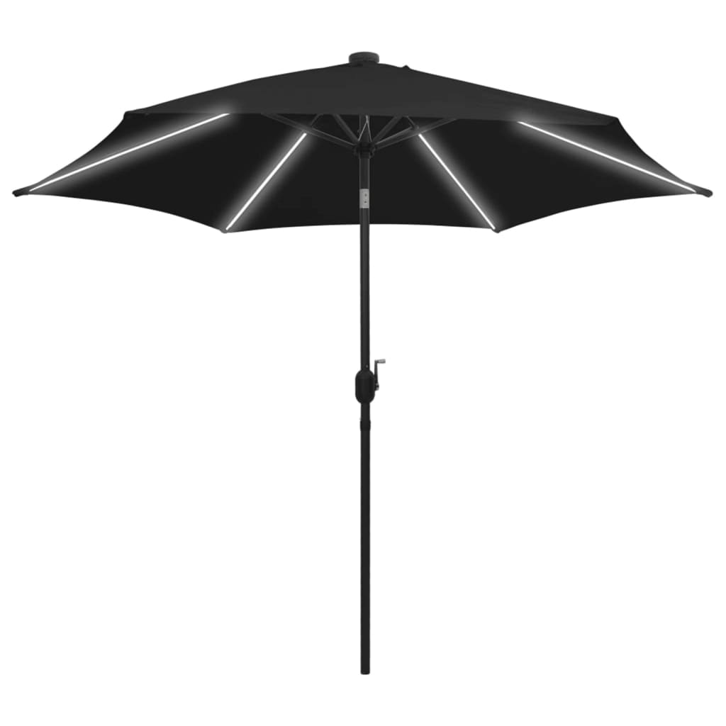 Parasol Met Led-Verlichting En Aluminium Paal 300 Cm Zwart