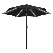 Parasol Met Led-Verlichting En Aluminium Paal 300 Cm Zwart