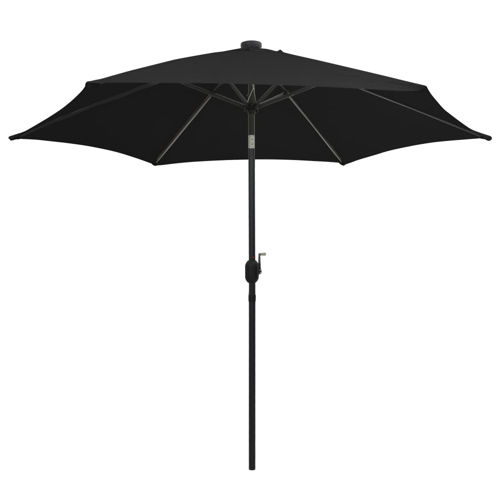 Parasol Met Led-Verlichting En Aluminium Paal 300 Cm Zwart