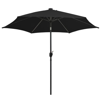 Parasol Met Led-Verlichting En Aluminium Paal 300 Cm Zwart