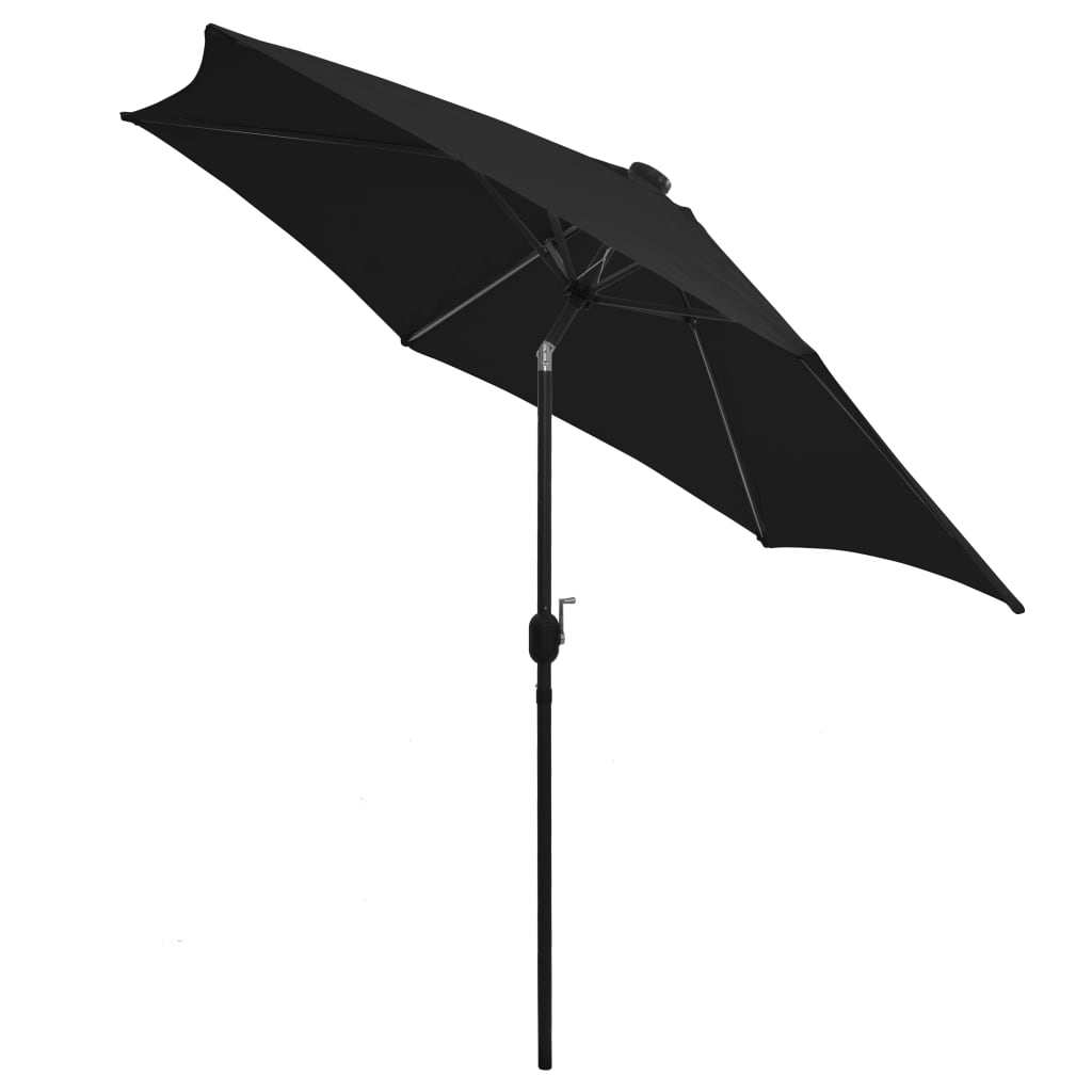 Parasol Met Led-Verlichting En Aluminium Paal 300 Cm Zwart