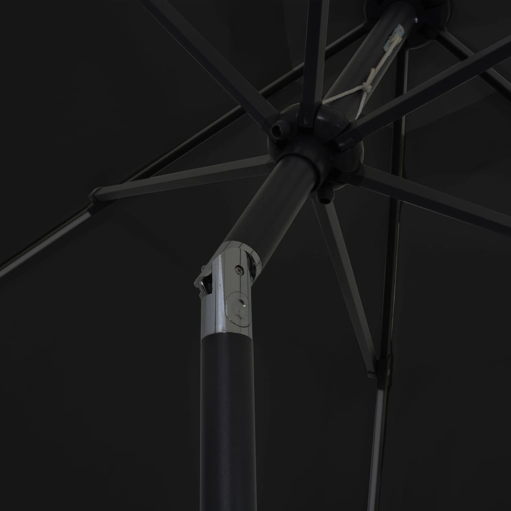 Parasol Met Led-Verlichting En Aluminium Paal 300 Cm Zwart