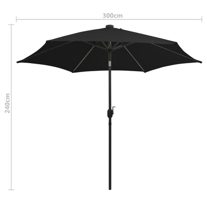 Parasol Met Led-Verlichting En Aluminium Paal 300 Cm Zwart