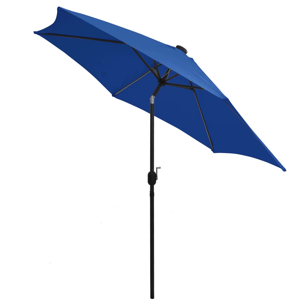 Parasol Met Led-Verlichting En Aluminium Paal 300 Cm Azuurblauw