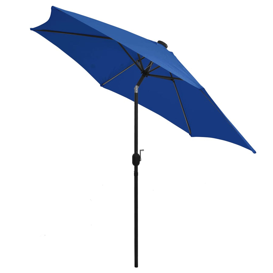 Parasol Met Led-Verlichting En Aluminium Paal 300 Cm Azuurblauw