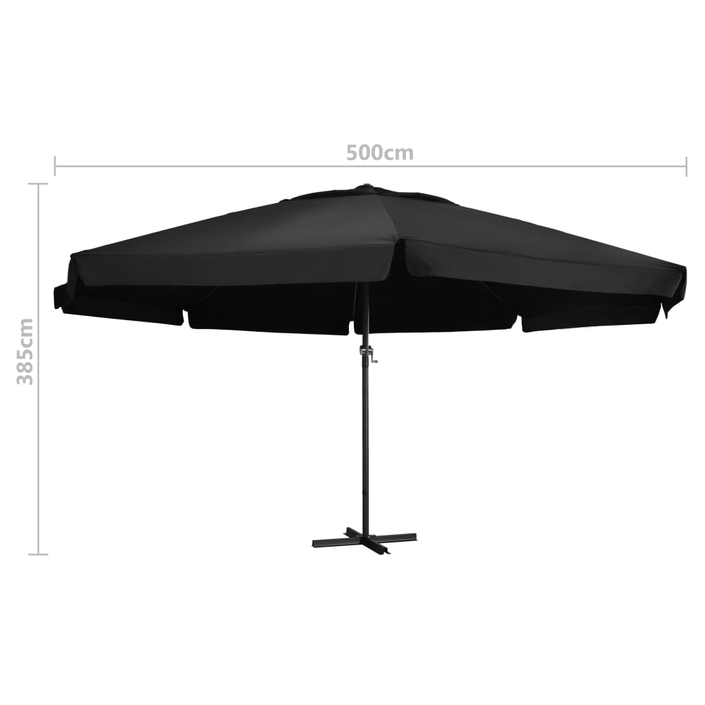 Parasol Met Aluminium Paal 500 cm Zwart