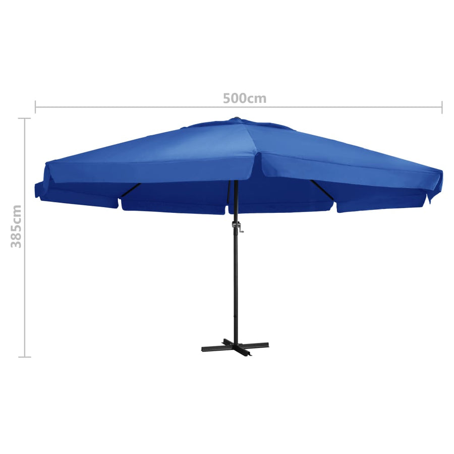 Parasol Met Aluminium Paal Azuurblauw 500 cm azure blue
