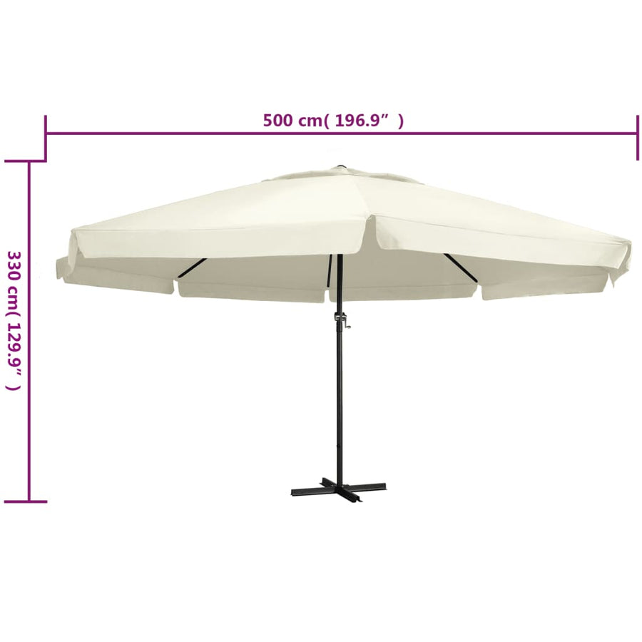 Parasol Met Aluminium Paal Zand 600 cm Wit
