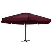 Parasol 600 cm bordeauxrood aluminium paal