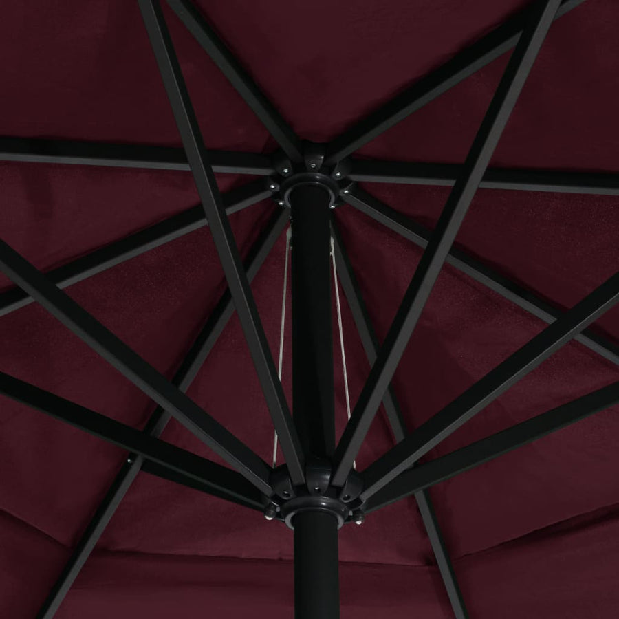 Parasol met aluminium paal 600 cm bordeauxrood